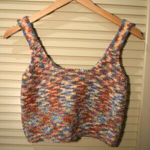 Multicolor Fuzzy Knit Brami Textured Top